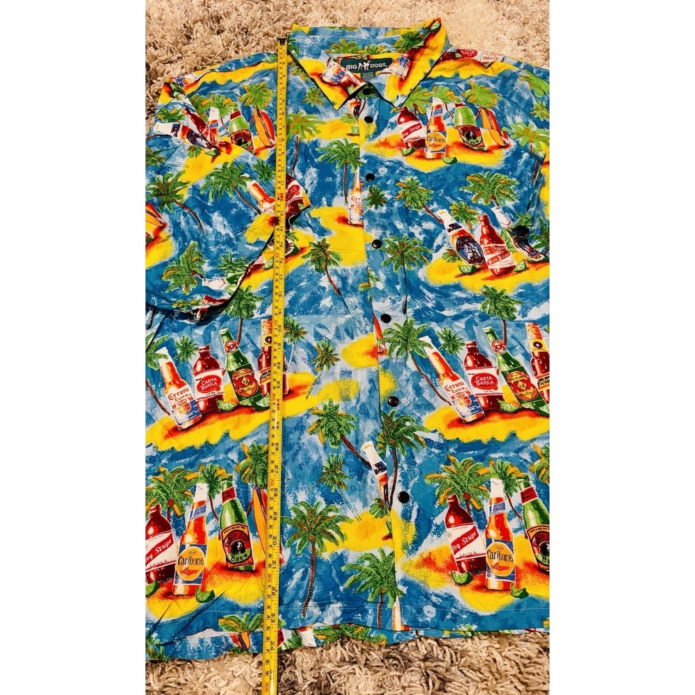 Big Dogs Mens 5XL Hawaiian Beer Beach Casual Button Up Palm Tree Shirt - Picture 5 of 6